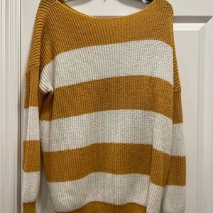 Striped Mustard and White Sweater